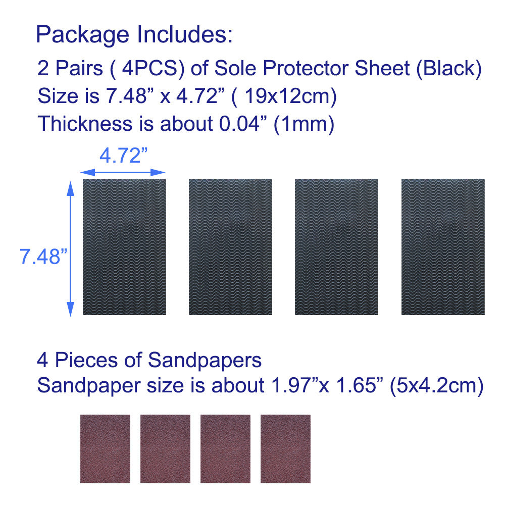 EKSELENT 2 Pairs (4 Pieces) Shoe Sole Protectors, Wave Pattern Shoe Bottom and Heel Non Slip Grips