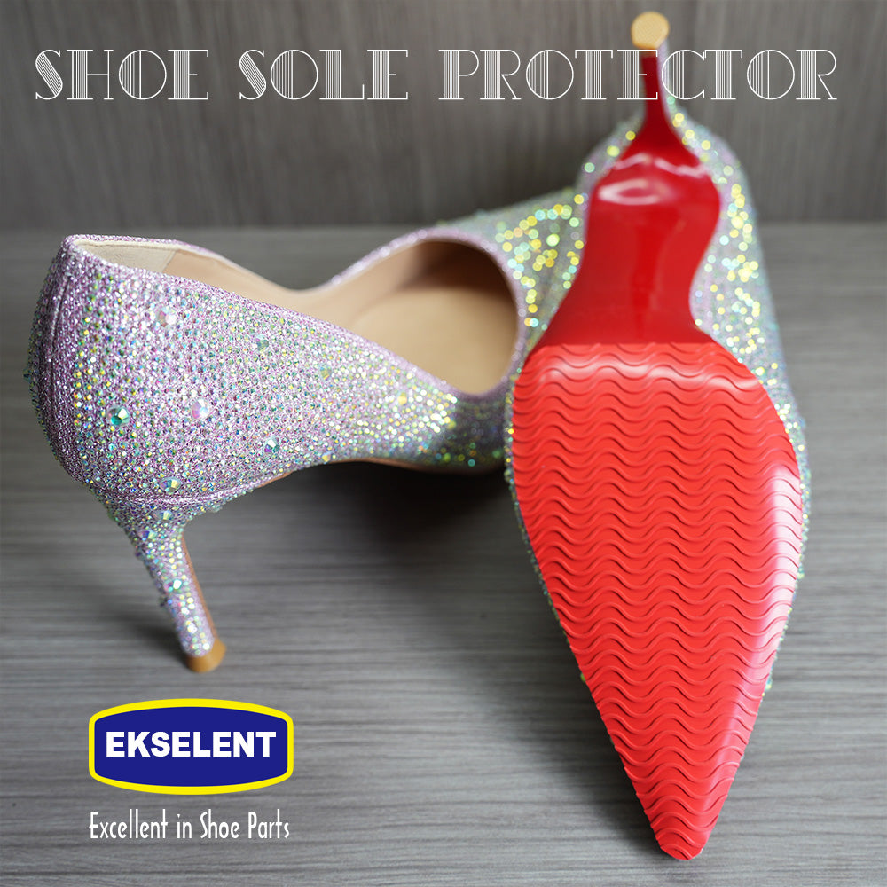 EKSELENT 2 Pairs (4 Pieces) Shoe Sole Protectors, Wave Pattern Shoe Bottom and Heel Non Slip Grips