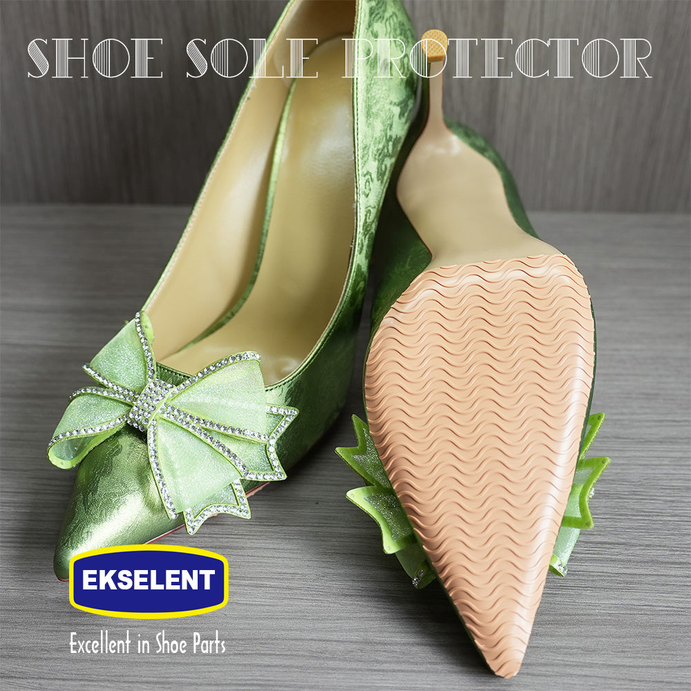 EKSELENT 2 Pairs (4 Pieces) Shoe Sole Protectors, Wave Pattern Shoe Bottom and Heel Non Slip Grips