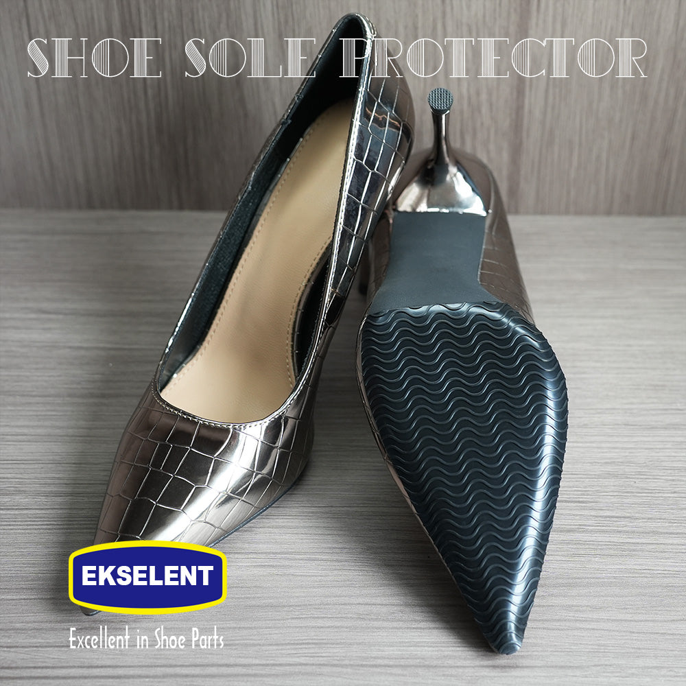 EKSELENT 2 Pairs (4 Pieces) Shoe Sole Protectors, Wave Pattern Shoe Bottom and Heel Non Slip Grips