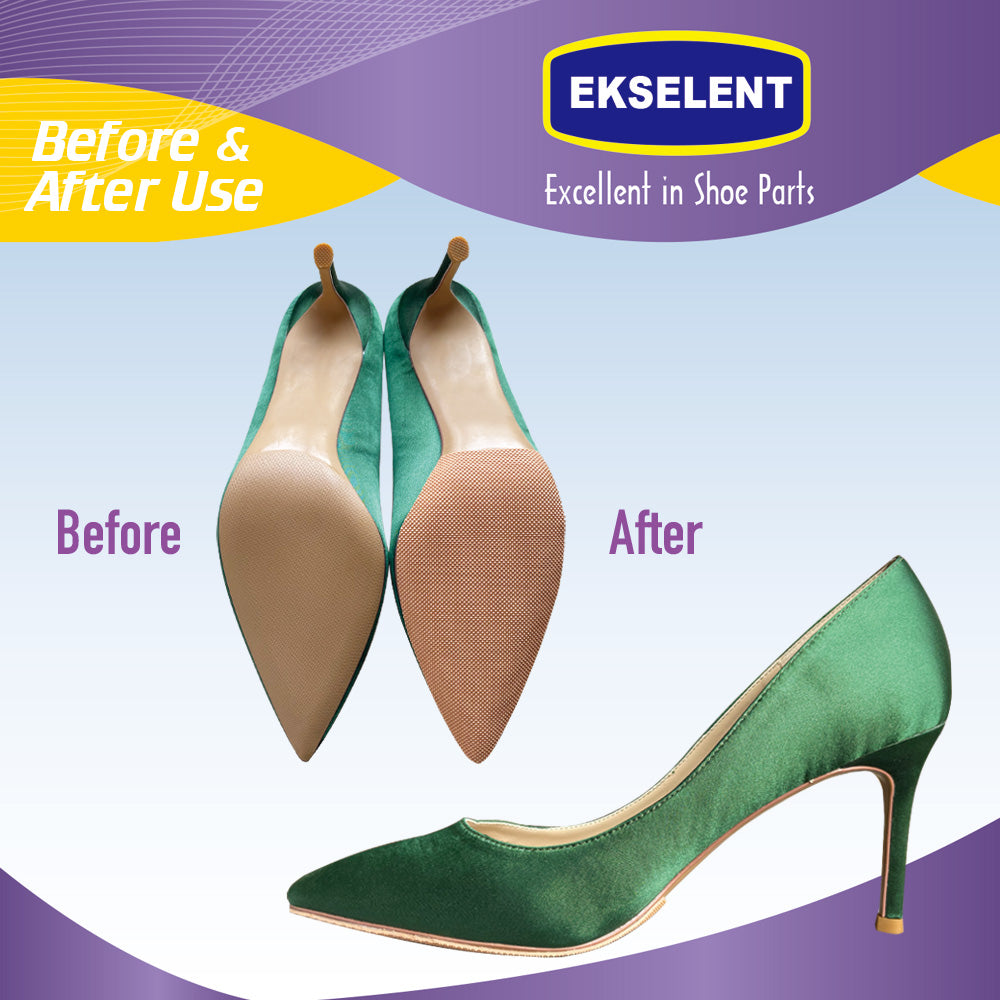 EKSELENT 4 Pieces Shoe Sole Protectors, Shoe Bottom and Heel Anti Slip Grip Pads, Self Adhesive Non Skid Noise Reduction Sticker