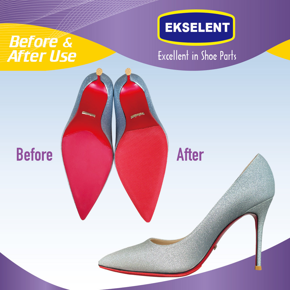 EKSELENT 4 Pieces Shoe Sole Protectors, Shoe Bottom and Heel Anti Slip Grip Pads, Self Adhesive Non Skid Noise Reduction Sticker