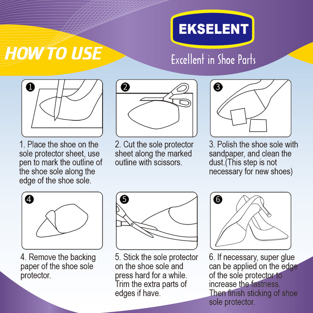 EKSELENT 4 Pieces Shoe Sole Protectors, Shoe Bottom and Heel Anti Slip Grip Pads, Self Adhesive Non Skid Noise Reduction Sticker