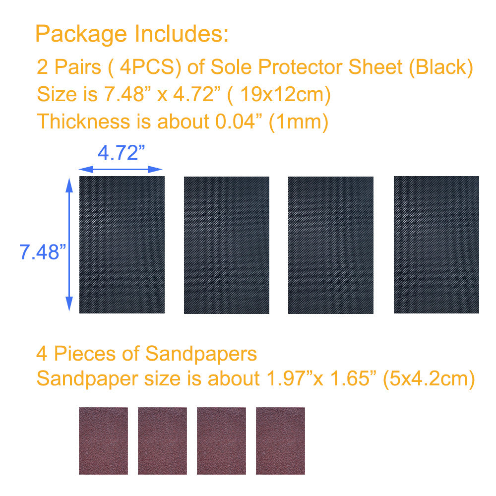 EKSELENT 4 Pieces Shoe Sole Protectors, Shoe Bottom and Heel Anti Slip Grip Pads, Self Adhesive Non Skid Noise Reduction Sticker