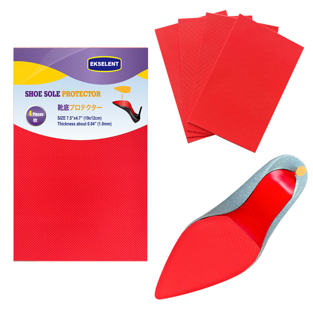 EKSELENT 4 Pieces Shoe Sole Protectors, Shoe Bottom and Heel Anti Slip Grip Pads, Self Adhesive Non Skid Noise Reduction Sticker