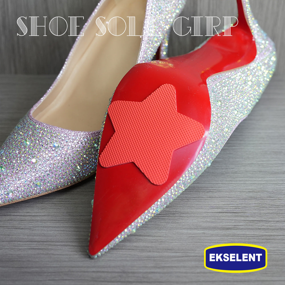 EKSELENT 5 Pairs (10 Pieces) Shoe Sole Non Slip Grips with Star, Heart, Flower, Heel, Semicircle Shapes, Anti Skid Self Adhesive Rubber Pads, Shoe Bottom Noise Reduction Cushions