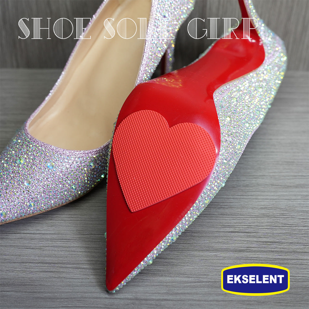 EKSELENT 5 Pairs (10 Pieces) Shoe Sole Non Slip Grips with Star, Heart, Flower, Heel, Semicircle Shapes, Anti Skid Self Adhesive Rubber Pads, Shoe Bottom Noise Reduction Cushions